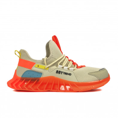 Ανδρικά μπεζ με fluo αθλητικά παπούτσια Bazaar Charm SH118-6 it250722-4 2