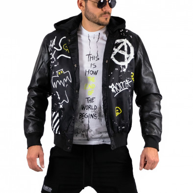 Ανδρικό μαύρο μπουφάν bomber X-Feel 3A69 it121022-3 5