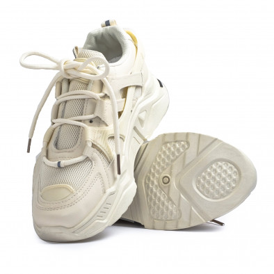 Γυναικεία μπεζ Chunky sneakers με δίχτυ it110221-10 4
