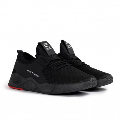 Ανδρικά μαύρα sneakers με κόκκινη λεπτομέρεια gr020221-1 4