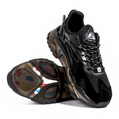 Ανδρικά μαύρα sneakers με λεπτομέρειες σιλικόνης gr221021-6 4