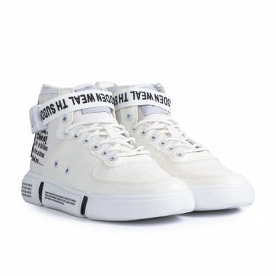 Ανδρικά λευκά ψηλά sneakers με αξεσουάρ gr020221-6 4