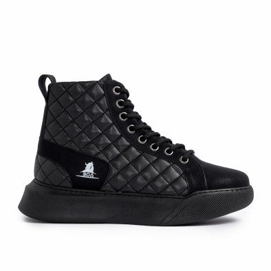 Ανδρικά μαύρα ψηλά sneakers με καπιτονέ BOA tr221220-1 2