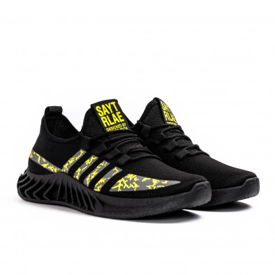 Ανδρικά μαύρα sneakers Black & Yellow gr080621-6 3