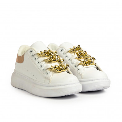 Γυναικεία λευκά sneakers με διακοσμητική αλυσίδα it260721-6 3