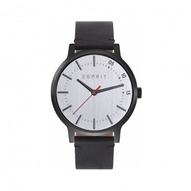 Ανδρικό ρολόι Esprit Silver Dial Black Leather Quartz 