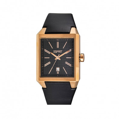 Ανδρικό ρολόι Esprit PVD Gold Quartz Black Leather ES104071003
