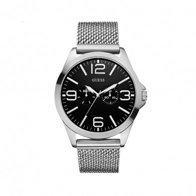 Ανδρικό ρολόι Guess Casual Black Dial Stainless Steel W0180G1