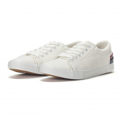 Ανδρικά λευκά sneakers με δίχρωμη διακόσμηση στη φτέρνα it240418-17 3