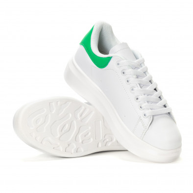 Γυναικεία λευκά sneakers με πράσινη λεπτομέρεια it230418-45 4