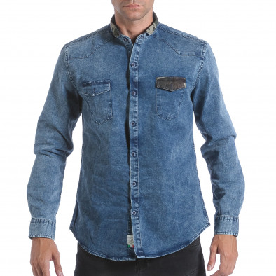 Ανδρικό γαλάζιο πουκάμισο TMK it160817-93 2