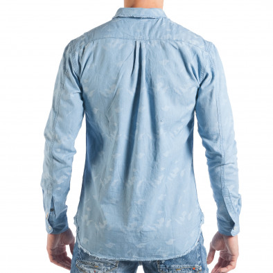 Ανδρικό τζιν πουκάμισο από γαλάζιο ζακάρ it050618-6 4