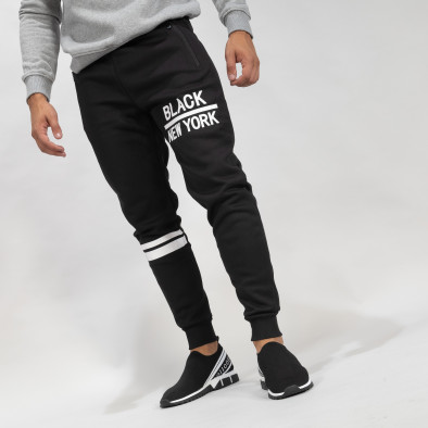 Ανδρική μαύρη φόρμα Black New York με λευκό it041019-10 2