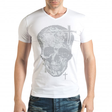 Ανδρική λευκή κοντομάνικη μπλούζα Berto Lucci il140416-10 2