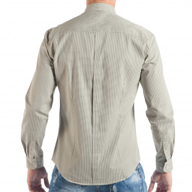 Ανδρικό μπεζ πουκάμισο με κλασικό πριντ it050618-12 3