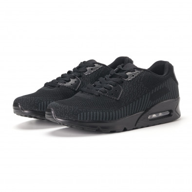 Ανδρικά μαύρα αθλητικά παπούτσια με σόλες αέρα it020618-9 3