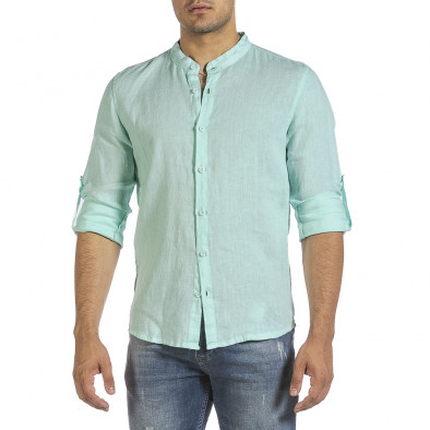 Ανδρικό λινό πουκάμισο μέντα Just West LINO2023-CA02 it260523-1 2