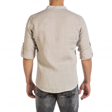 Ανδρικό μπεζ λινό πουκάμισο Duca Fashion DU140206 it240621-25 3