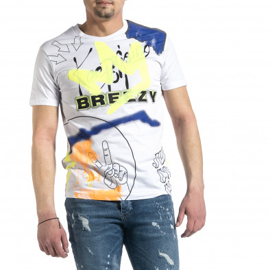 Ανδρική λευκή κοντομάνικη μπλούζα Breezy tr270221-38 2