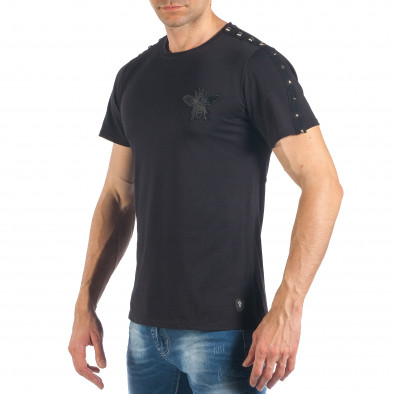 Ανδρική μαύρη κοντομάνικη μπλούζα με σχέδιο it260318-186 3