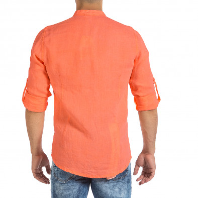 Ανδρικό πορτοκαλί λινό πουκάμισο Duca Fashion it240621-32 3