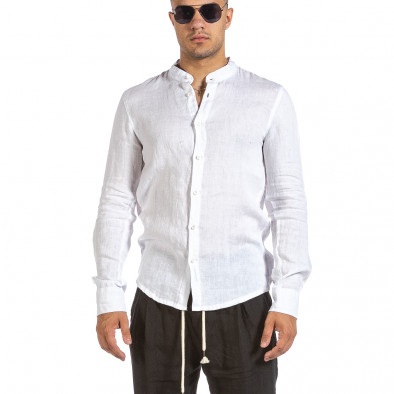 Ανδρικό λευκό λινό πουκάμισο Duca Fashion DU140206 it240621-27 2