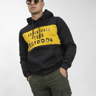 Ανδρικό φούτερ hoodie με κίτρινη λεπτομέρεια it041019-50 2