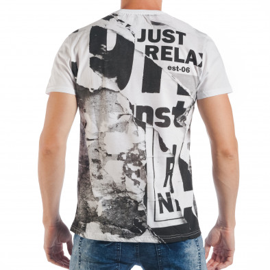 Ανδρική λευκή κοντομάνικη μπλούζα με επιγραφή Just Relax tsf250518-24 3