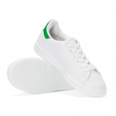 Γυναικεία λευκά sneakers με πράσινη λεπτομέρεια στη φτέρνα it230418-5 4