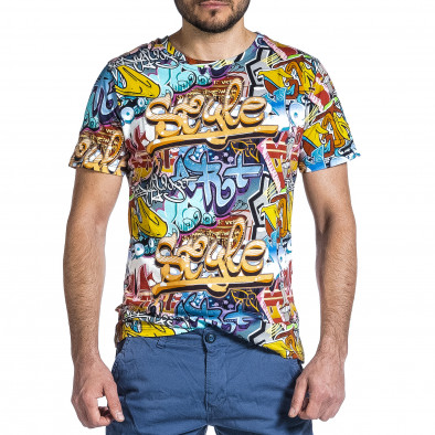 Ανδρική πολύχρωμη κοντομάνικη μπλούζα Made in Italy it200421-5 3