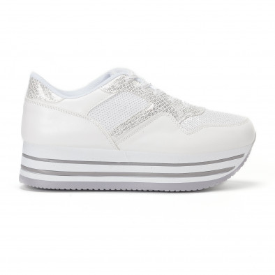 Γυναικεία λευκά sneakers με πλατφορμα Malien it160318-43 2