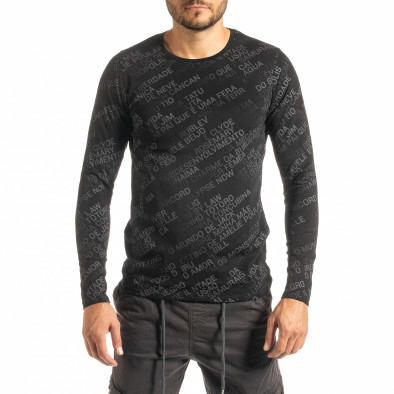 Ανδρική μαύρη μπλούζα με πριντ tr300920-22 2