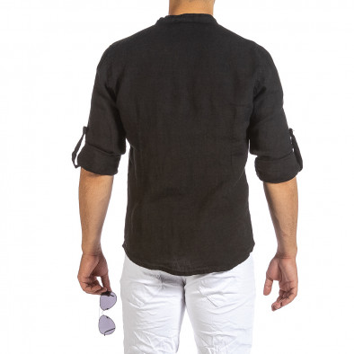 Ανδρικό μαύρο λινό πουκάμισο Duca Fashion DU140206 it240621-28 3