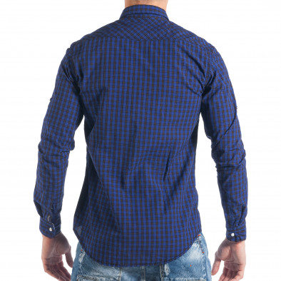 Ανδρικό καρέ πουκάμισο σε μπλε χρώμα it050618-4 5