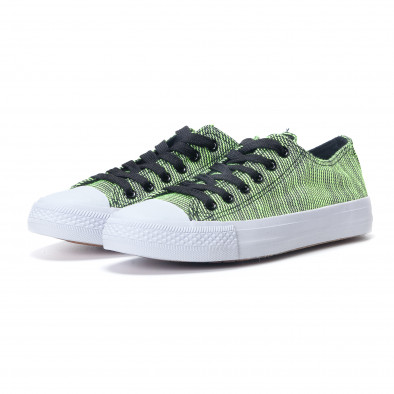 Γυναικεία υφασμάτινα sneakers με πράσινες και μαύρες ρίγες it240118-12 3