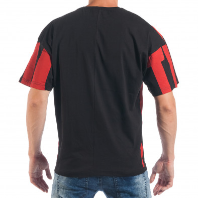 Ανδρική μαύρη- κόκκινη κοντομάνικη μπλούζα ελεύθερη γραμμή tsf250518-5 3