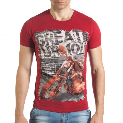 Ανδρική κόκκινη κοντομάνικη μπλούζα Just Relax il140416-52 2