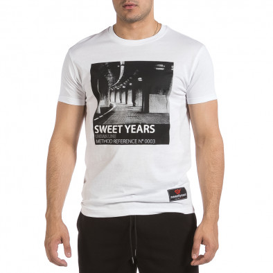 Ανδρική λευκή κοντομάνικη μπλούζα Sweet Years it040621-14 2