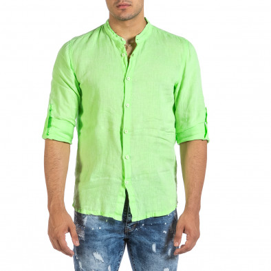 Ανδρικό πράσινο λινό πουκάμισο Duca Fashion it240621-31 2