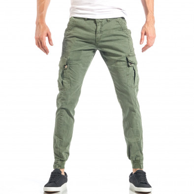 Ανδρικό πράσινο παντελόνι cargο με μικροσκοπικό πριντ it040518-19 2