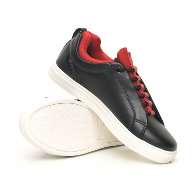 Ανδρικά μαύρα sneakers με κόκκινη λεπτομέρεια it051219-5 4