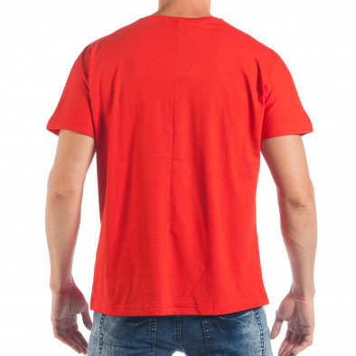 Ανδρική κόκκινη κοντομάνικη μπλούζα με πριντ παπαγάλο tsf250518-8 3