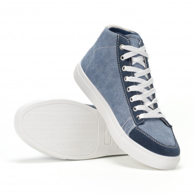 Ανδρικά γαλάζια sneakers από τζιν ύφασμα it160318-14 4