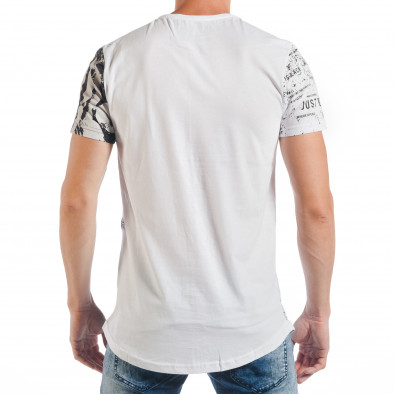 Ανδρική μακριά κοντομάνικη μπλούζα σε λευκό και μαύρο tsf250518-69 3