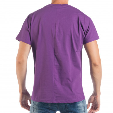 Ανδρική μωβ κοντομάνικη μπλούζα με πριντ παπαγάλο tsf250518-9 3