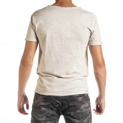 Ανδρική μπεζ κοντομάνικη μπλούζα Duca Homme it010720-28 3