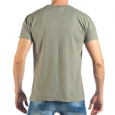 Ανδρική πράσινη κοντομάνικη μπλούζα με μαύρες επιγραφές it260318-182 3