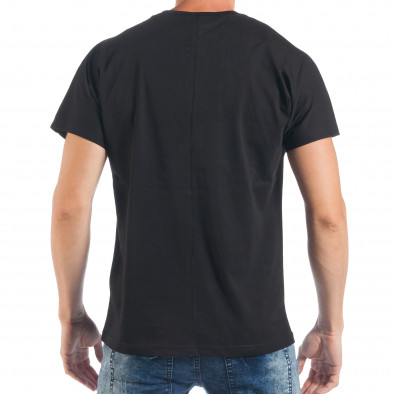 Ανδρική μαύρη κοντομάνικη μπλούζα με πριντ παπαγάλο tsf250518-10 4