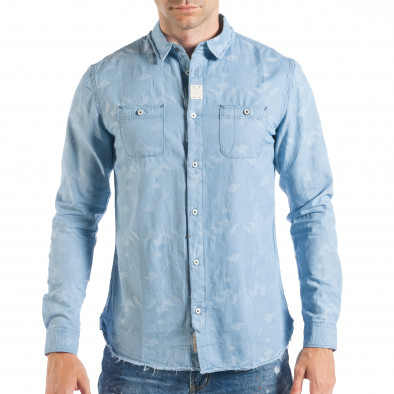 Ανδρικό τζιν πουκάμισο από γαλάζιο ζακάρ it050618-6 3