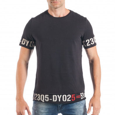 Ανδρική μαύρη κοντομάνικη μπλούζα Slim fit με ψηφία tsf250518-65 2